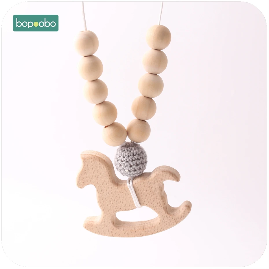 Bopobo 1 набор, деревянный троянский Прорезыватель для зубов, набор для самостоятельного вязания крючком, бисер для мамы, ручной работы для ребенка, подарок на день рождения, BPA бесплатно, сделай сам, для браслетов, детских прорезывателей