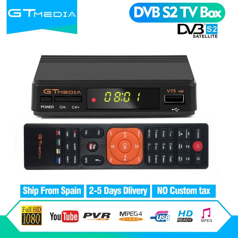 

Hot sale Satellite TV Receiver Gtmedia V7S HD Receptor Support Europe Cline for Spain DVB-S2 Satellite Decoder Freesat V7 HD
