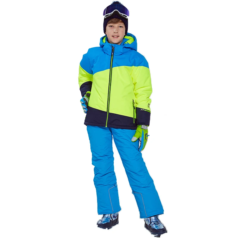 

2019 Winter Boys Ski Suits Fleece Hooded Kids Clothing Sets Outdoor Sport Snowboard Children Outfits Jacket Overalls Skiing Sets