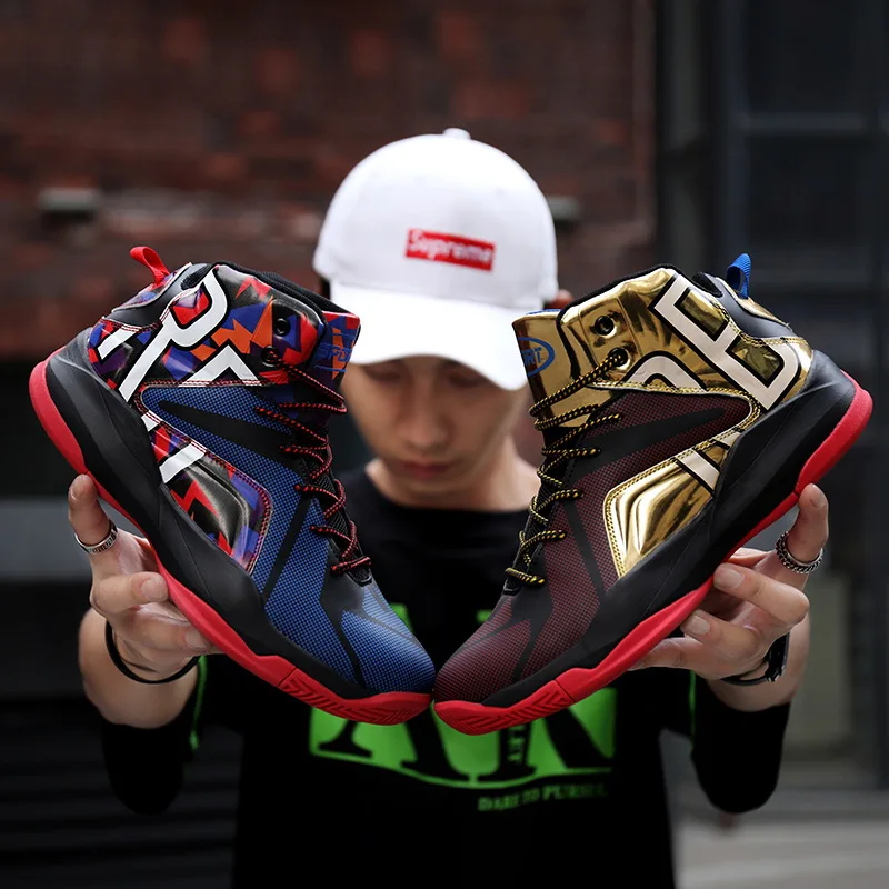 

Mandarin duck basketball sneakers Outdoor Men high cut combat anti-skid Breathable Wear resistant sports shoes New jogging shoes