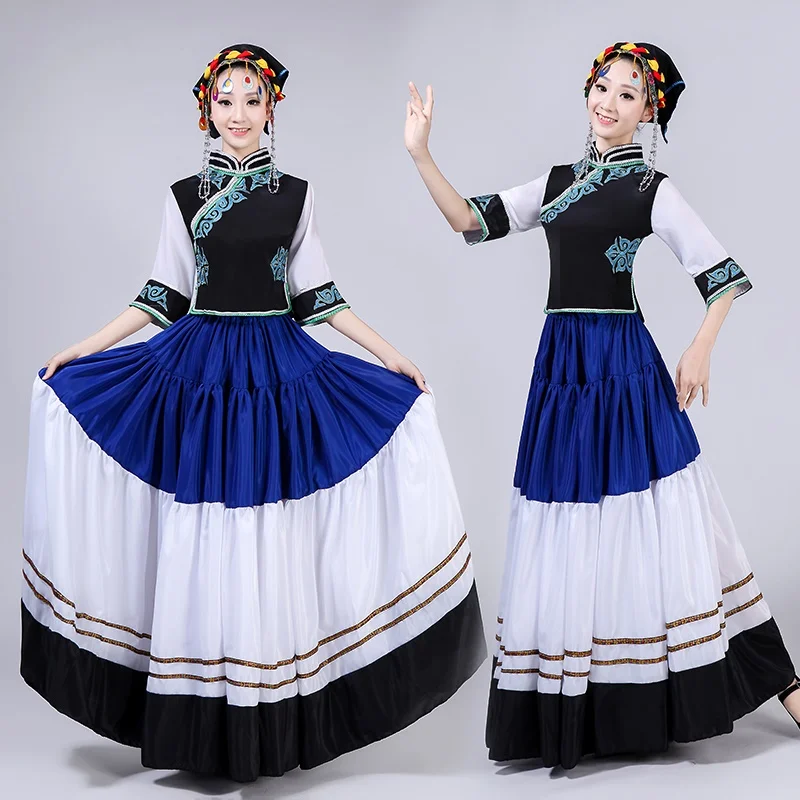 Hmong clothes design women Chinese traditional folk dance costumes modern hmong clothes thnic stage dance wear AA4596