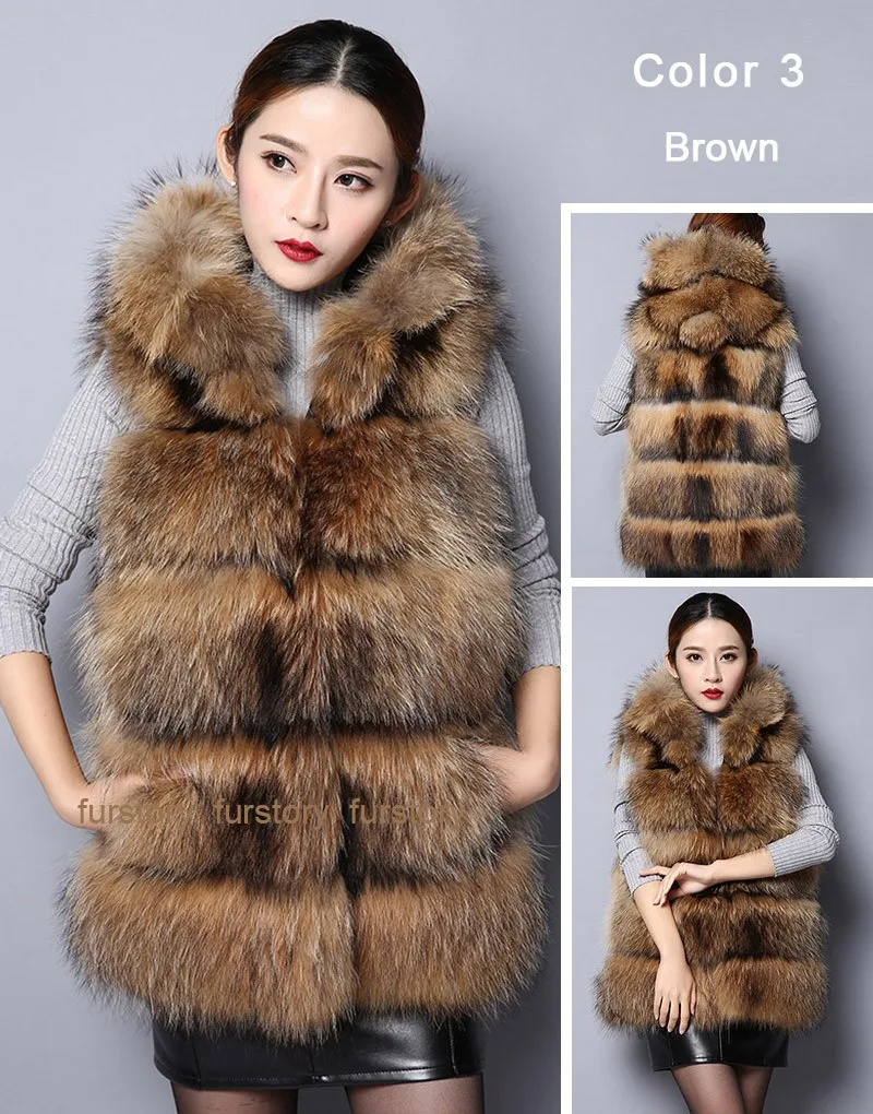 Flash Deal Fur Story 152113 New Real Raccoon Fur Vest Women Dressur Top Quality Fur Coat Jacket Natural Fur Waistcoat Female 16