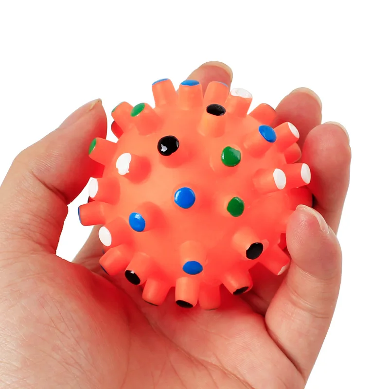 Hoopet Toys Pet Dog Chew Ball Toys Rubber Colorful Squeaker Balls Bite Resistant Dog Toys for Small Dogs Squeaky 6.5CM  (9)