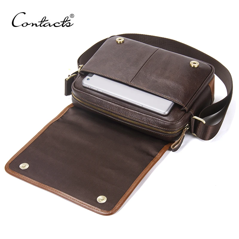 

New Casual Men's Shoulder Crossbody Flap Bag High Quality Genuine Leather Luxury Satchel Bags With Phone Pocket Messenger Bag