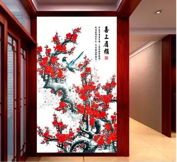 

3d wallpaper custom mural non-woven Wall stickers The plum flower adornment porch paintings photo 3d wall mural wallpaper