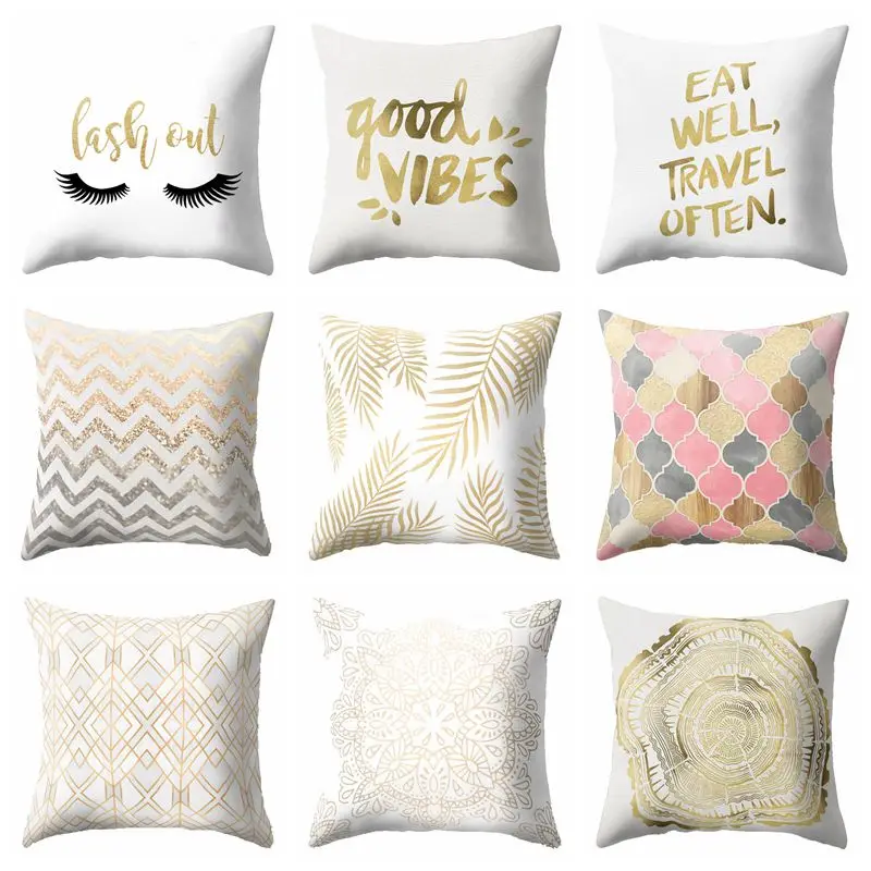 

Polyester Cotton Letter Geometry Plant Cushion Cover Pillow Cover Nordic Style Sofa Cushion Cover Home Decorative Pillow Cover
