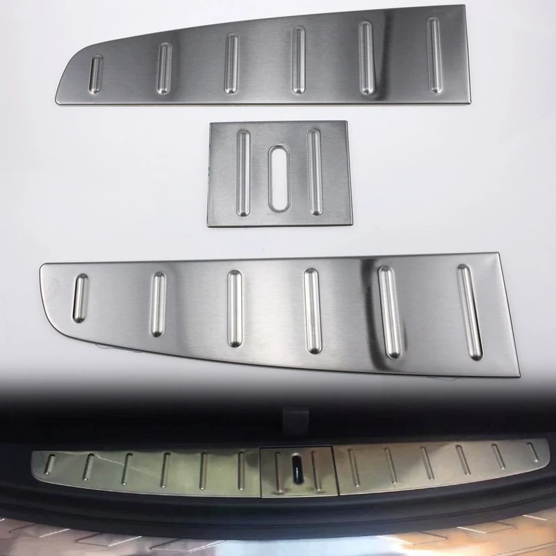 

For Tesla Model X 2016 2017 2018 Stainless Steel Inner Rear Bumper Protector Guard Plate Cover Trim 3pcs Car Styling