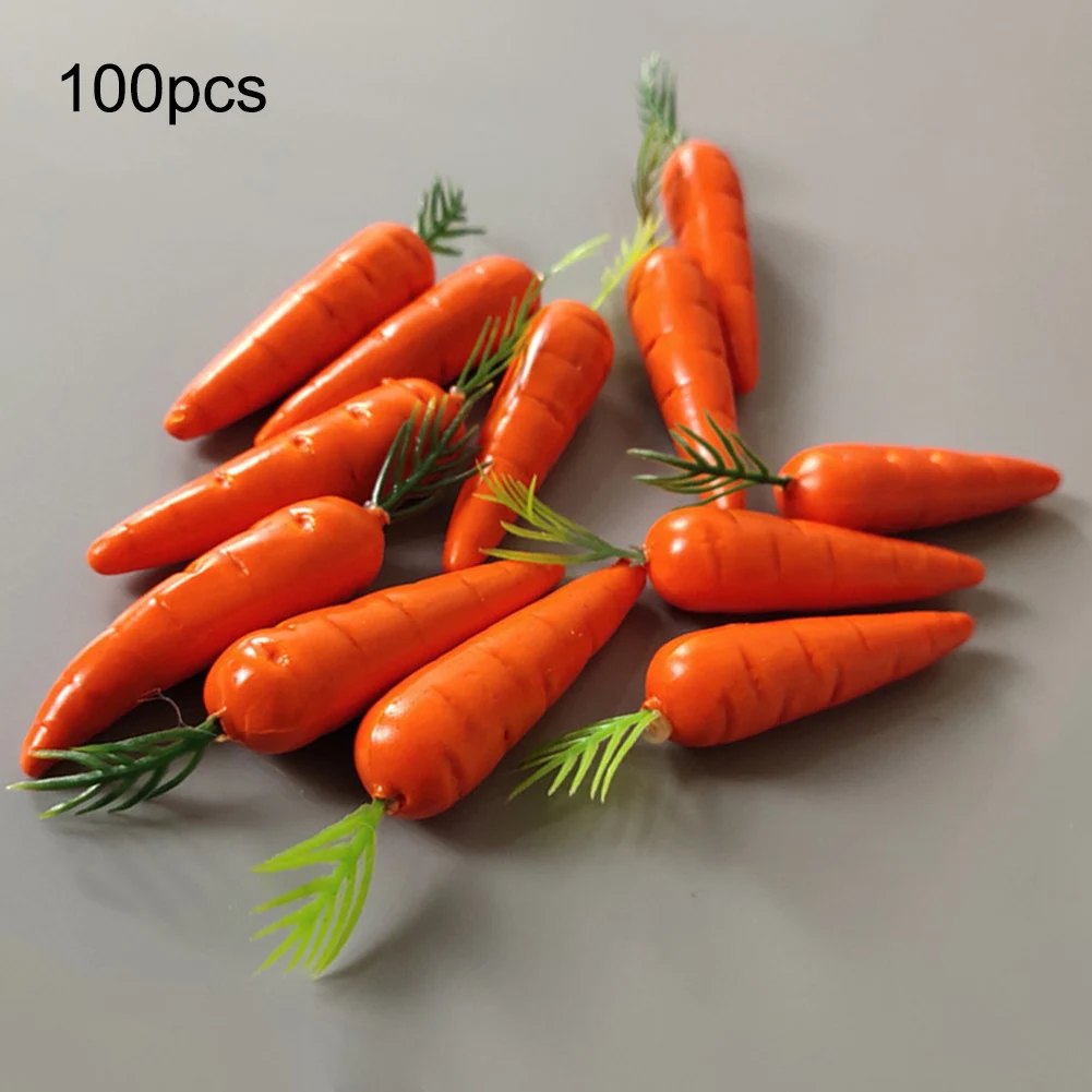 

100 pcs/set Artificial Easter Foam Carrots Simulation Vegetables Fake Fruit Photography Prop Model Home Kitchen Party Decoration