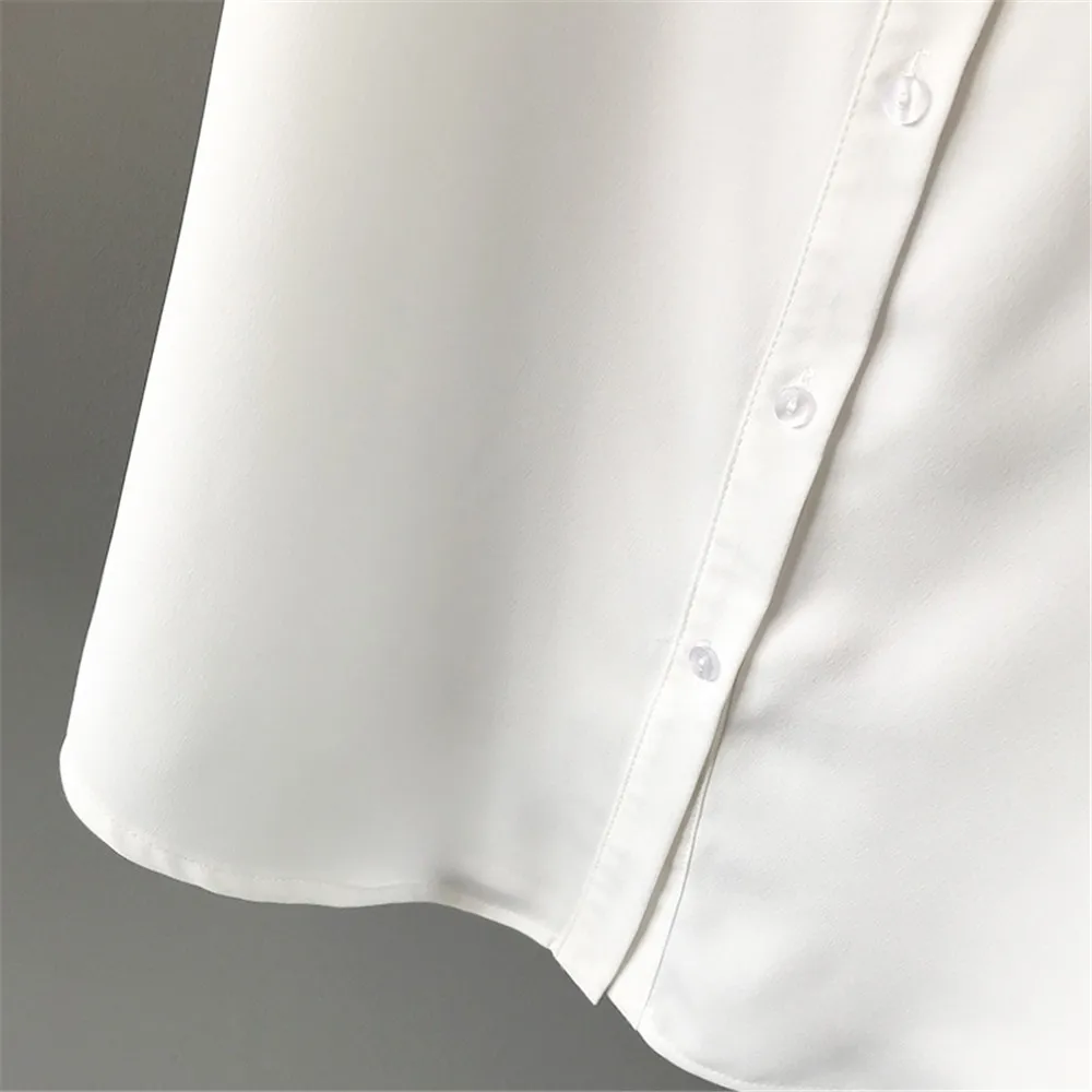 High quality Red Chiffon Wide neck Loose Shirt Office Top 2018 Working Women Blouse Shirt Half Loose Sleeve Summer Elegant top (18)