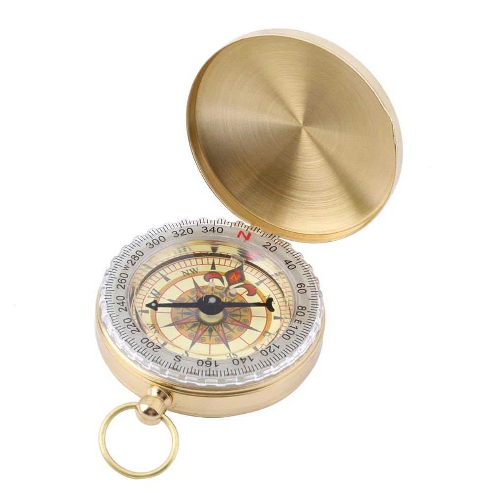 NEW Mini Brass Pocket Watch Style Navigation Keychain Compass 1Pcs Outdoor Hiking Camping Accessories
