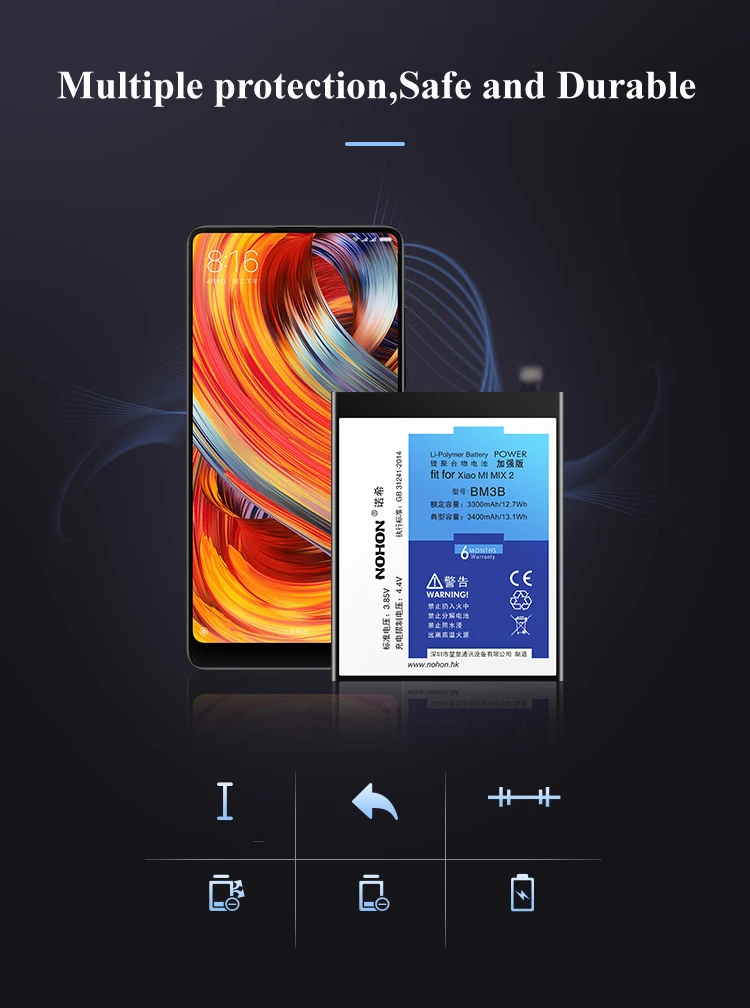 Nohon Battery For BM3B Xiaomi Mi Mix 2 High Capacity 3300mAh~3400mAh Phone Li-polymer Bateria +Free Tools For Mi Mix 2 Mix2 Battery Details (05)