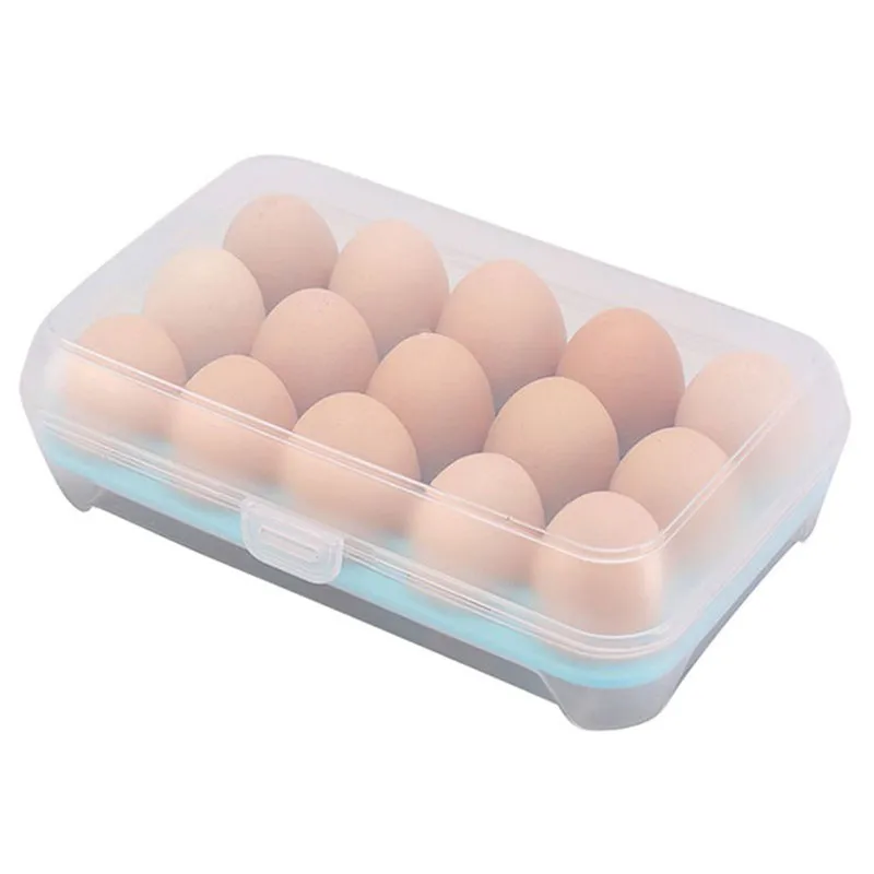 Plastic Refrigerator Egg Storage Box Case 15 Eggs Holder Food Storage