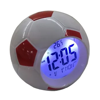 

Soccer Led Night Light Alarm Clock Lamp Digital Football Table Lamps Temperature Date Time Display Tabletop Bedroom Decoration