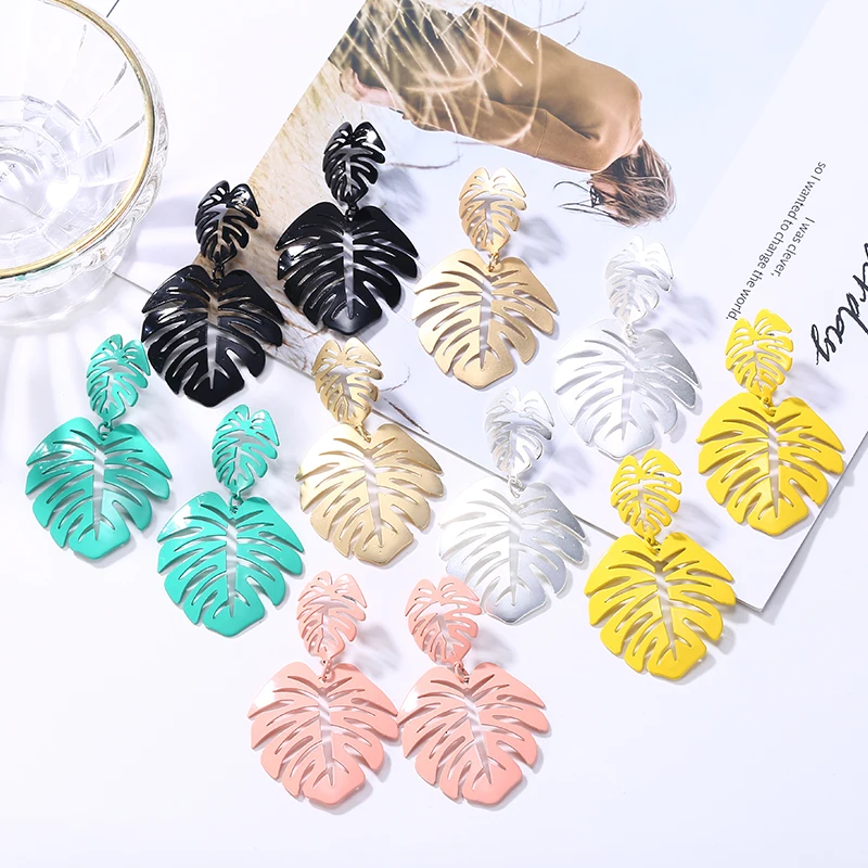 

HOCOLE Geometric Long Drop Dangle Earrings Fashion Leaf Drop Earring For Women Wedding Party Earrings Jewelry Wholesale