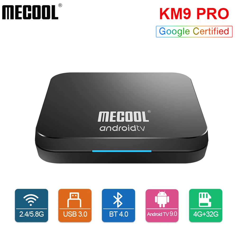Android TV 9.0 TV Receiver KM9 Pro Android TV 9.0 4G+32G S905X2 Quad Core Support BT USB3.0 Dual-Band WIFI  Google Certified Box