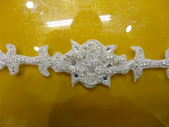 

Free shipping Shiny crystal applique bridal sash appliques belt for belt sash dress design
