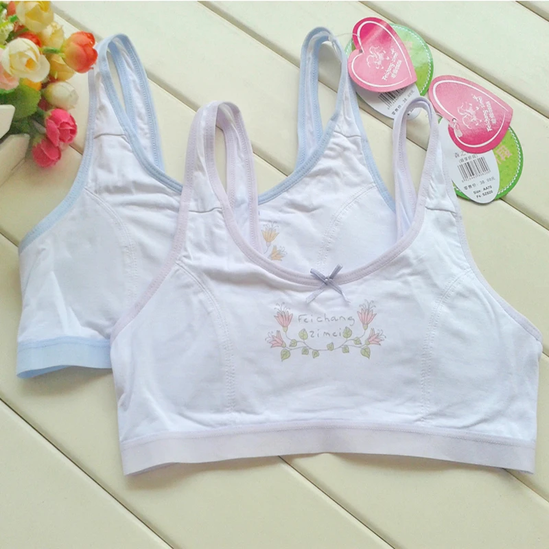 Free shipping ! blue or pink 2015 novel and lovely vest design training bras for 9 to 12 year