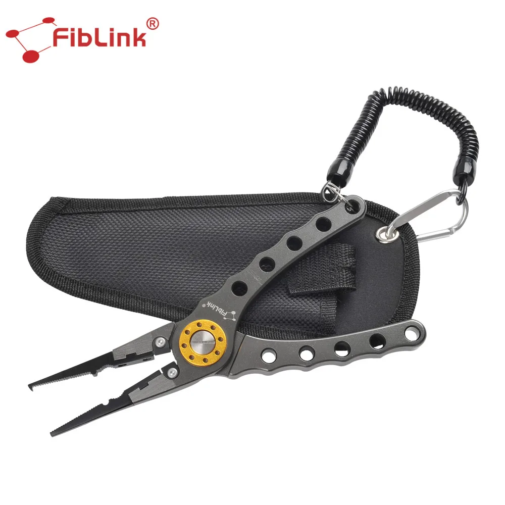 

Fiblink 20cm Aluminum Fishing Pliers w/ Bag Scissors Hook Remover Fish Line Cutter Split Ring Pliers Fish Holder with Sheath