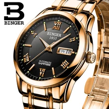 Швейцарские часы мужские роскошные брендовые наручные часы Бингер светящиеся автоматические самовзводные полностью из нержавеющей стали водонепроницаемые BG-0383-8