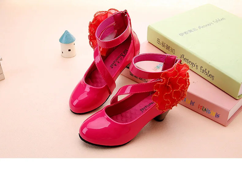Детская обувь; коллекция года; сезон весна-осень; новая детская обувь для больших детей; модная обувь принцессы на высоком каблуке для девочек