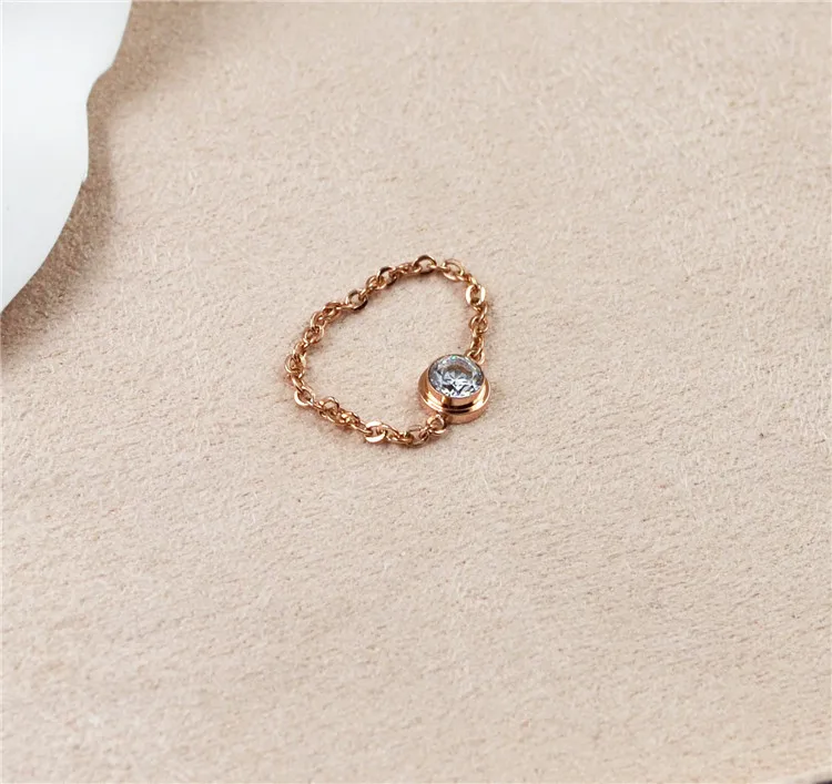 YUN RUO бренд розовое золото цвет циркон кольцо цепь дизайн для женщин Девушка подарок пара ювелирных изделий нержавеющая сталь 316 L кольцо Высокое качество