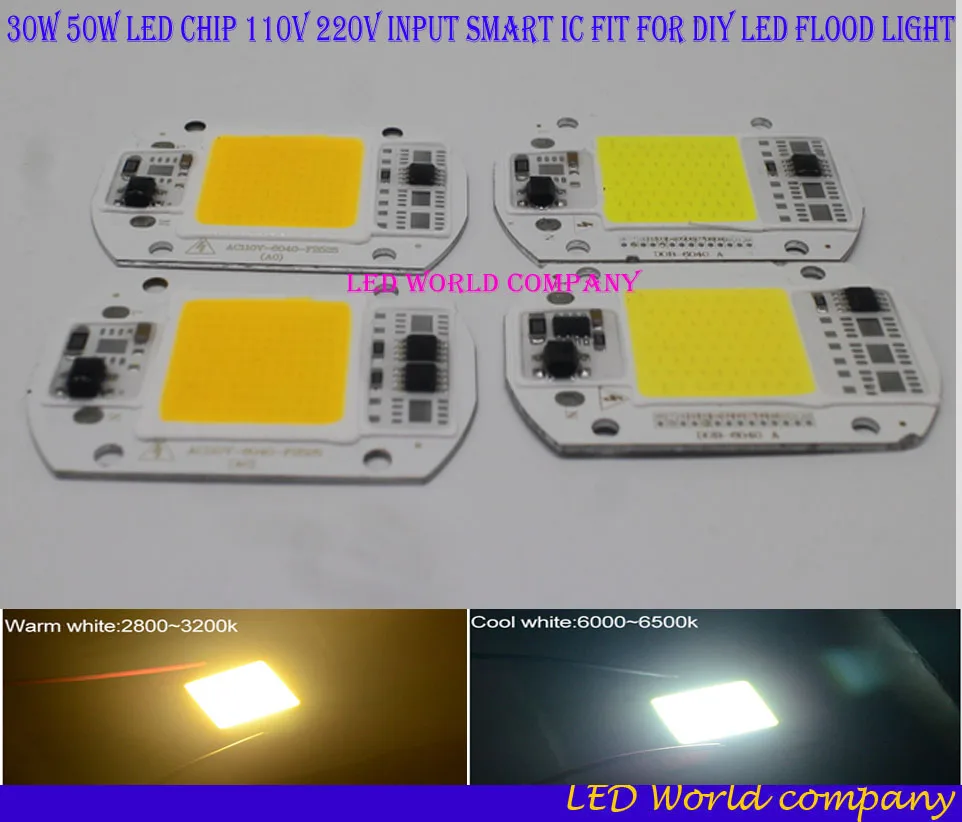 DIY светодиодный COB ламповый чип 30 Вт 50 Вт светодиодный чип 110 В 220 В вход Smart IC подходит для DIY светодиодный прожектор холодный белый теплый белый уличный светильник