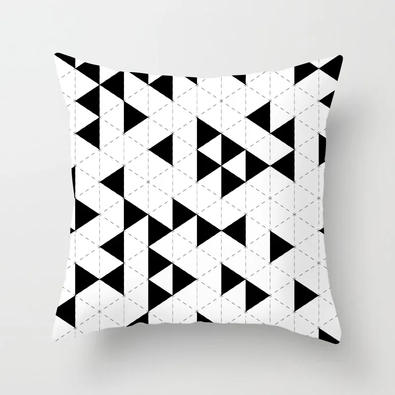 Точечная сетка черно-белая декоративная домашняя текстильная треугольная полосатая Геометрическая 1 шт. полиэфирная наволочка - Цвет: 35