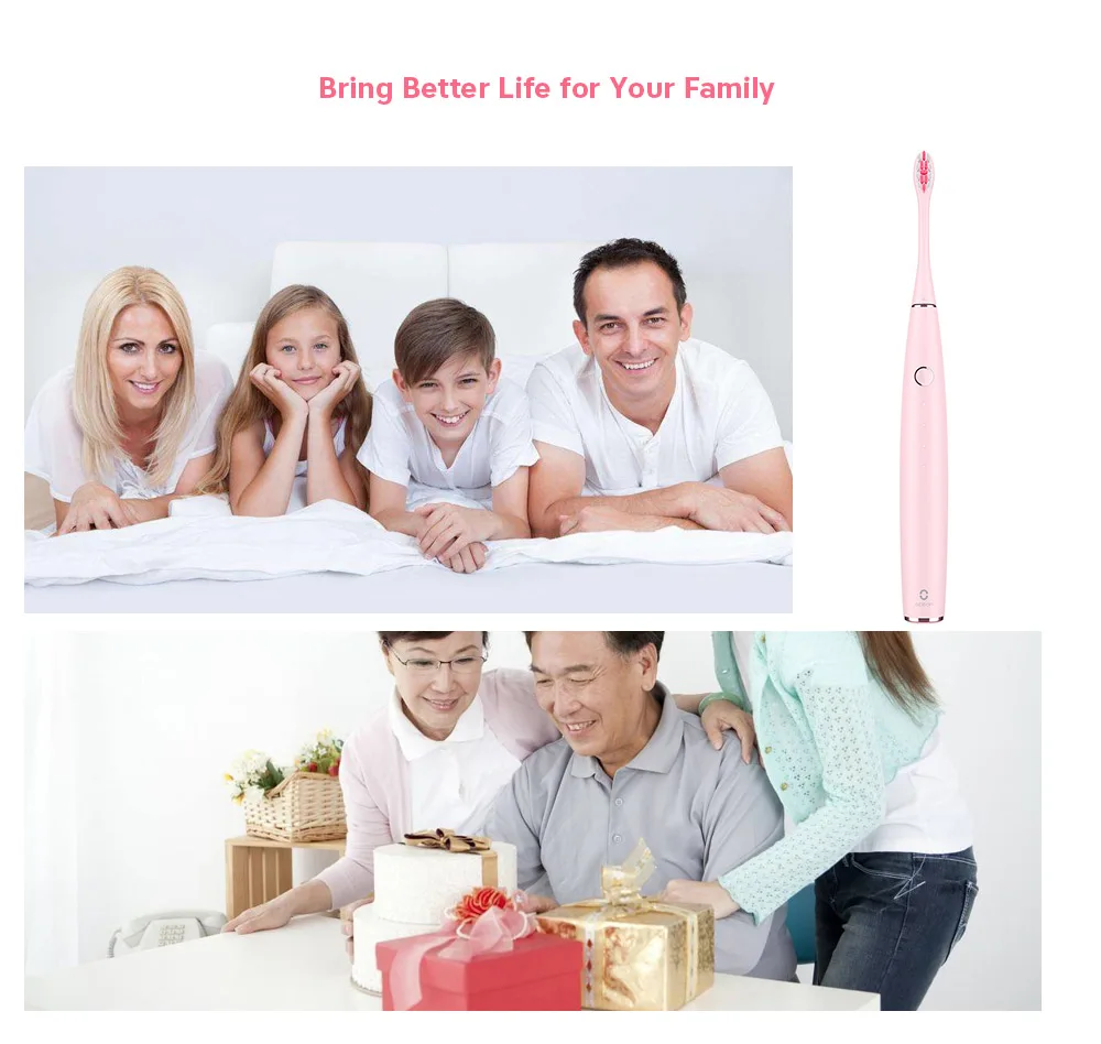 oclean Electric Toothbrush Set with 2 Brush Heads and 1 Wall-mounted Holder