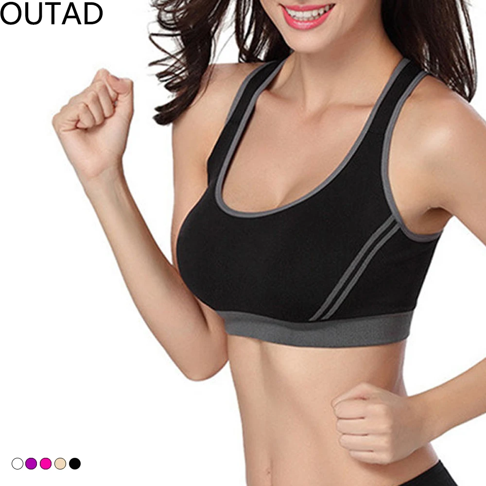 

OUTAD Sports Yoga Women Push Up Padded Top Athletic Vest Sexy Female Gym Bra Stretch Cotton Seamless Bustiers & Corsets