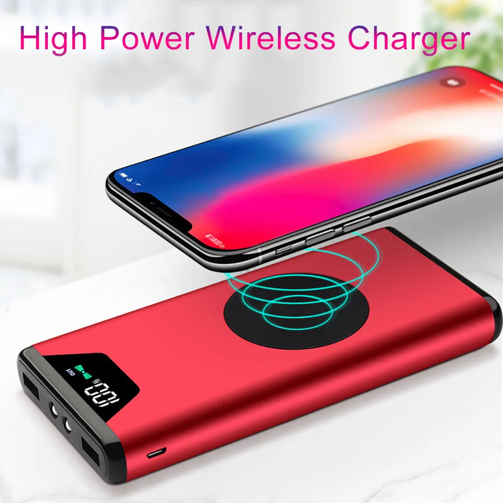 20000mah Power Bank External Battery Bank Built in Wireless Charger