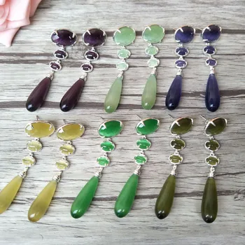 

3 Pairs Water Drop Shape opal Crystal Earrings,Dangle Earrings Gem stone Jewelry Druzy ER308