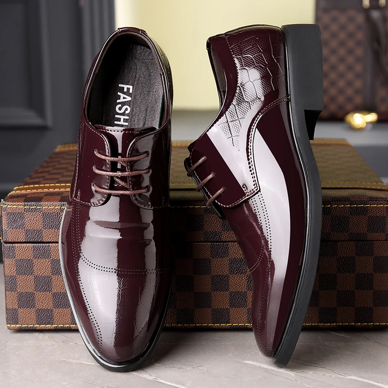 Misalwa прозрачный Для мужчин Кожаные модельные туфли обувь мужские, стильные, итальянские острый носок формальная обувь под костюм в джентльменском стиле Дерби офисная Свадебная обувь на плоской подошве