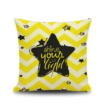 

Elk Star Dandelion Printed Throw Pillow Case Yellow Series Covers for Bar Office Home 45x45cm