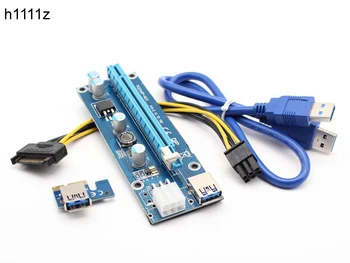 

Riser Card 60CM PCIe PCI-E PCI Express Card 1x to 16x USB 3.0 Data Cable SATA to 6Pin IDE Power Supply for Bitcoin Miner Mining
