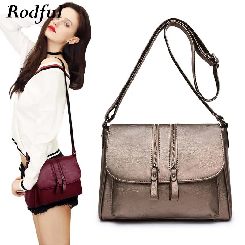 Rodful black red cross body bags women&#39;s handbags soft leather crossbody messenger bag women&#39;s ...