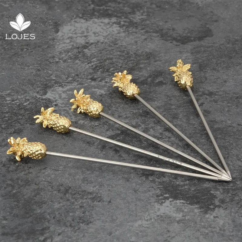 10Pcs Cocktail Pick Stainless Steel Fruit Sticks Bar Tools Drink Stirring Sticks Martini Pick