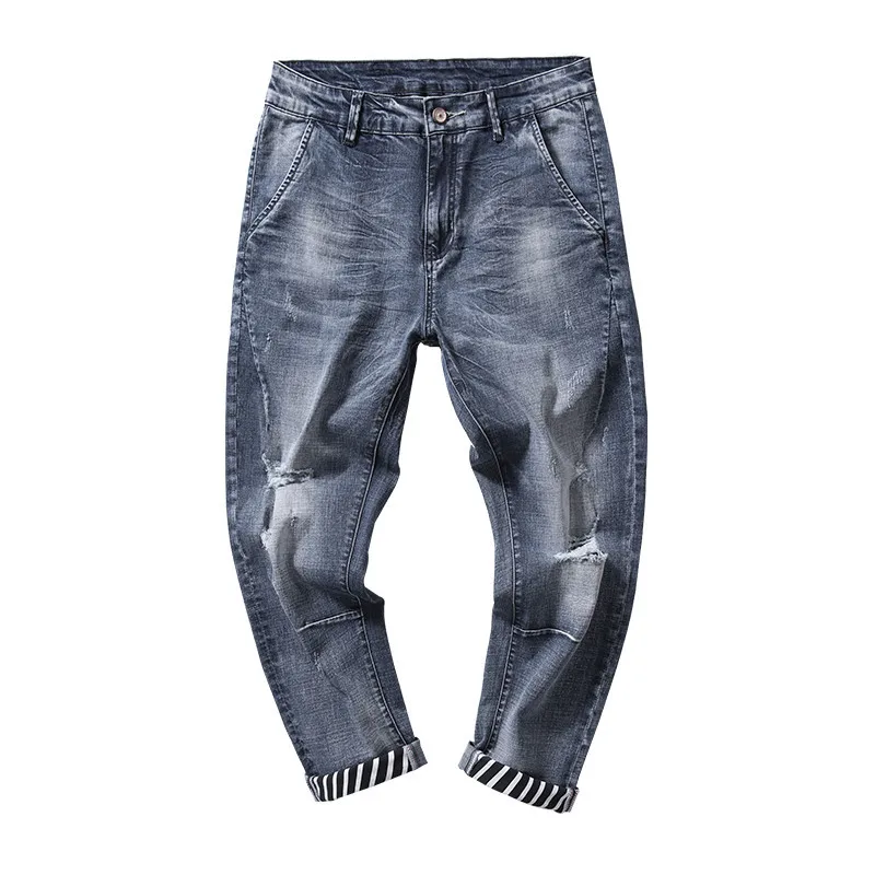 European Style Fashion Blue Jeans Men Harem Jeans Retro Hip Hop High