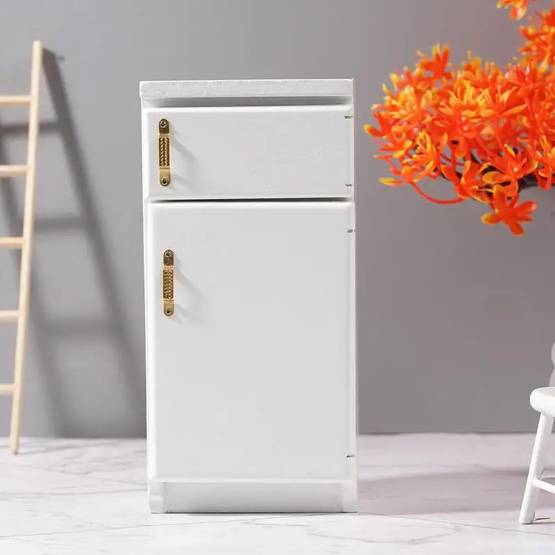 

1:12 Dollhouse Mini Refrigerator Wooden Furniture Refrigerator Miniature Living Room Toy 12cm Diy Simulation Appliance Toy