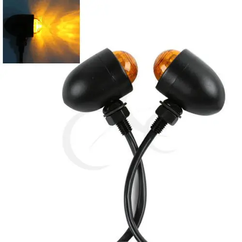 2Pcs Black Metal Led Bullet Round Indicatori Di Direzione Per Harley Softail Dyna Sportster Cruiser Chopper Custom Bikes