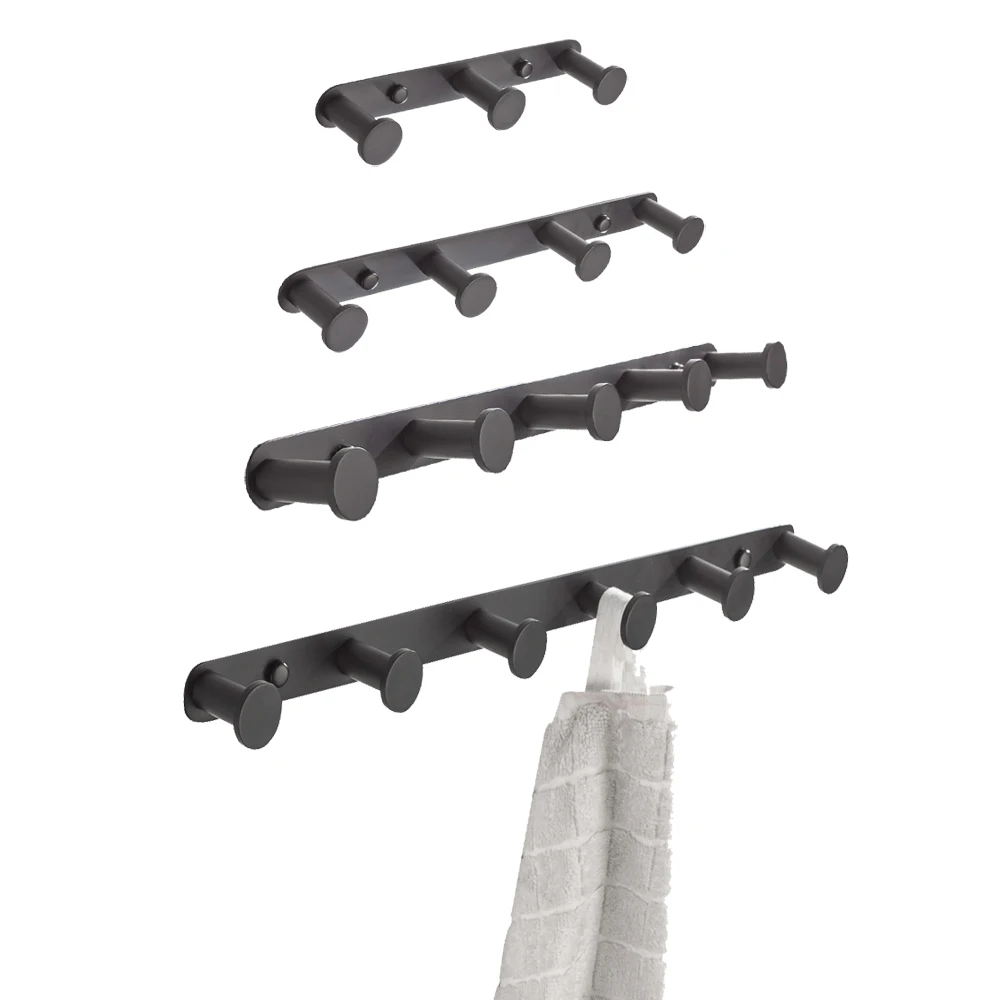 

Leyden Blackened Stainless Steel Modern 3 4 5 6 Row Hooks Bathroom Kitchen Wall Mounted Towel Clothes Hooks Bathroom Accessories