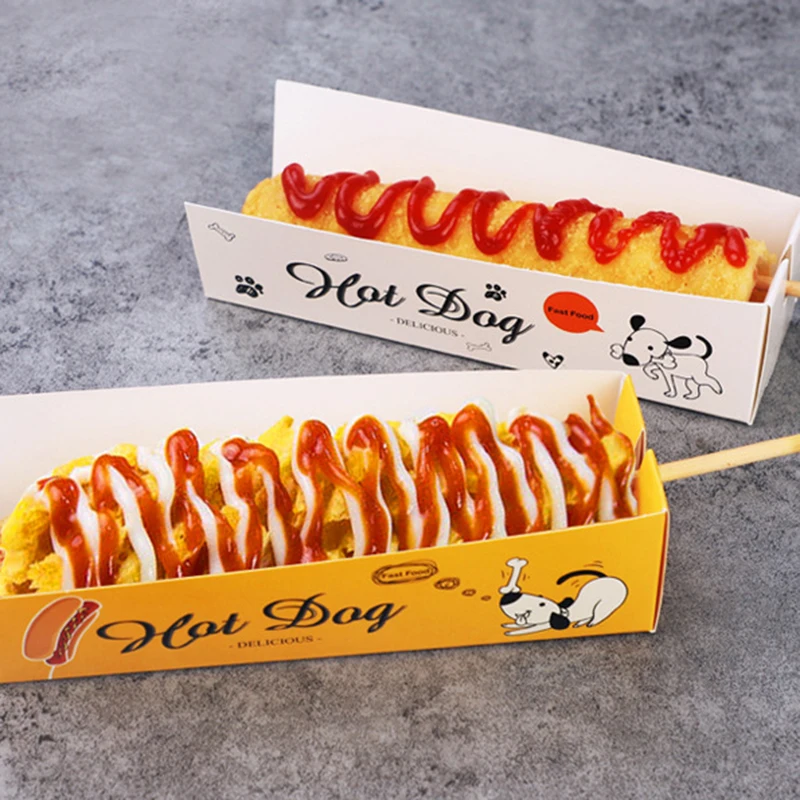 Одноразовая бумажная коробка Hotdog контейнер для жарки пищи из пищевого материала