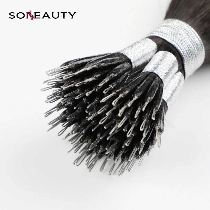 

Sobeauty Nano Ring Hair Extensions 1B# Hair Pre Hair 50 Strands 40g micro bead hair extensions Brazilian Hair