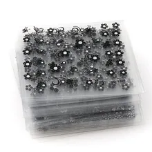 30 листов случайный дизайн 3D наклейки для ногтей прозрачный нижний черный цветок серия наклейки для ногтей украшения