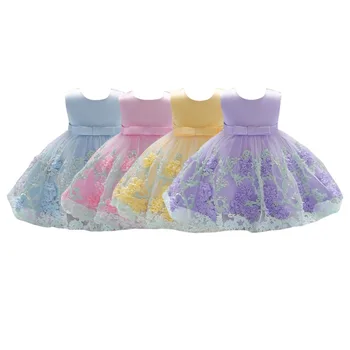 

Baby Floral Print Dresses For Girls Girl Floral Design Mesh Dress Casual Party Children Fashion Pageant Princess Dress Costumes