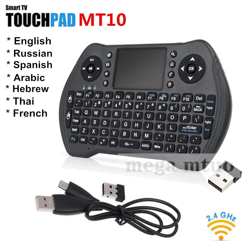 

Russian English Thai Spanish Hebrew Arabic German French Air Mouse 2.4GHz Wireless Keyboard Touchpad Handheld for TV BOX Android