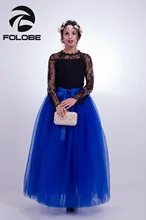 FOLOBE Stock Royal Blue Maxi Tulle Skirts Womens Fashion TUTU Skirt Wedding Bridal Skirt Wedding Lolita Underskirt Petticoat
