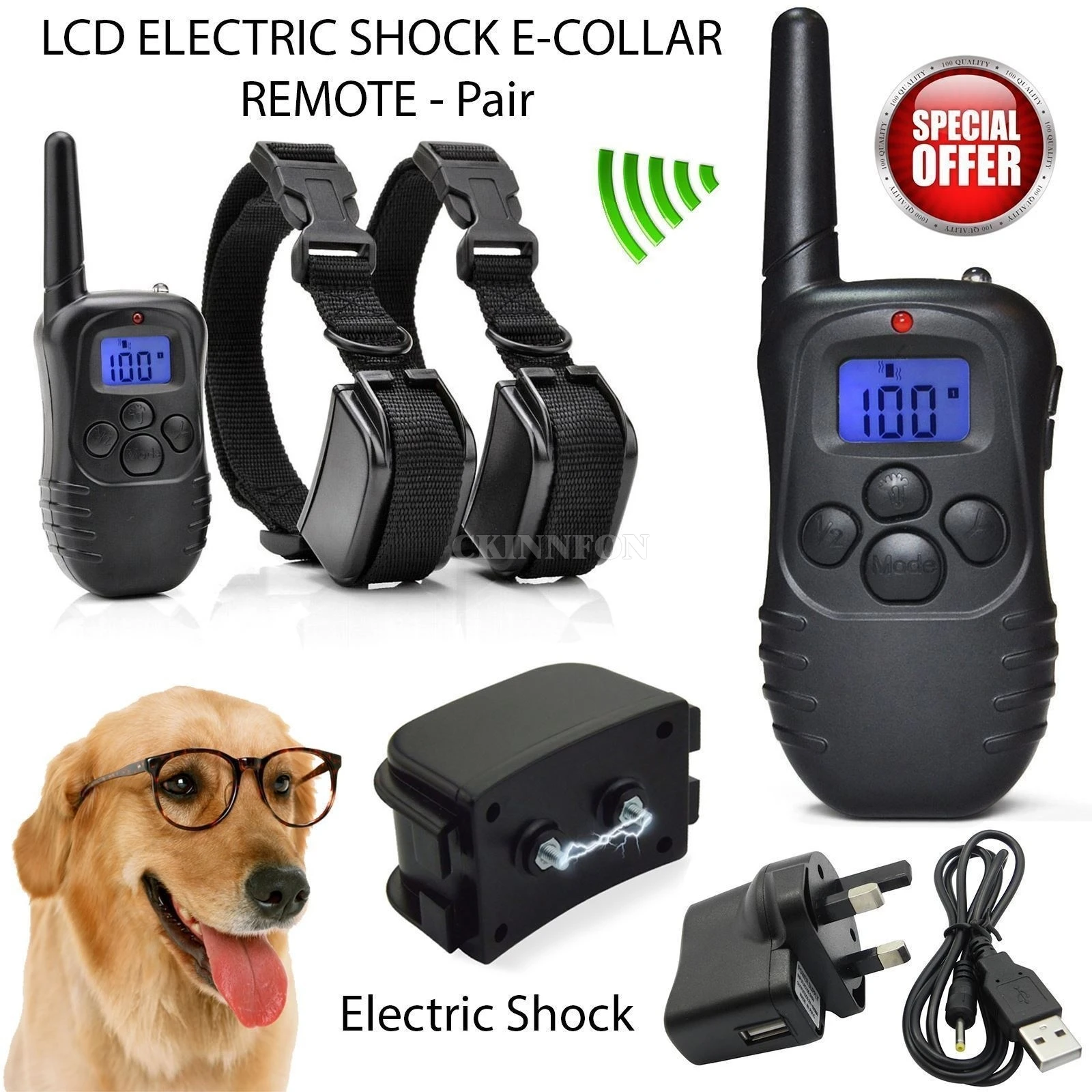 

DHL 50PCS LCD Electric Shock 2 Dogs Remote Control Training Collar Anti-Bark Rechargeable