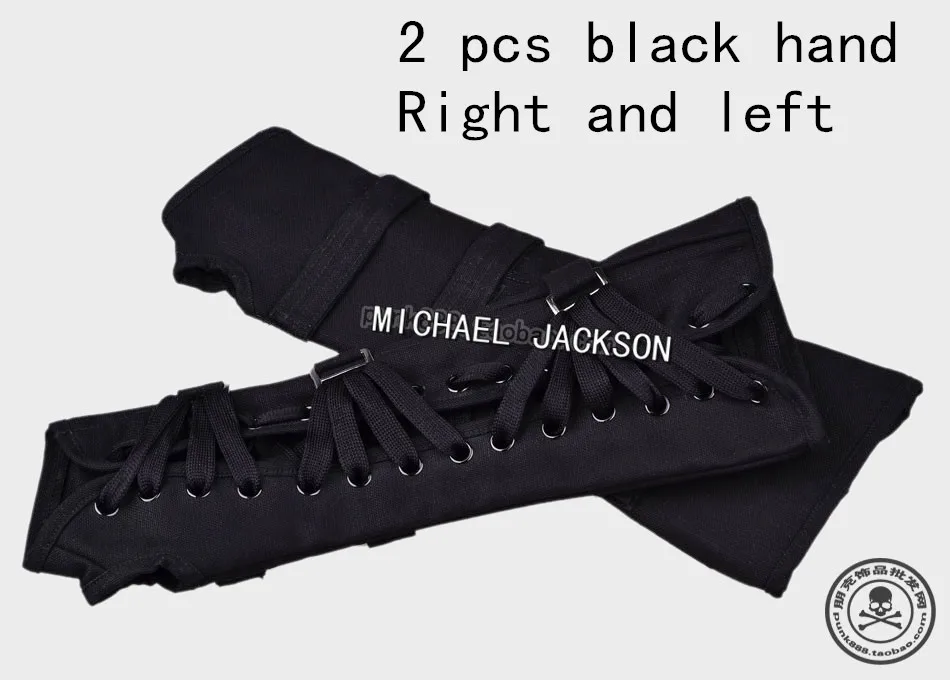 Редкие MJ Майкл Джексон панк нарукавники BAD jam черные белые хлопковые перчатки для фанатов панк для выступлений Вечерние - Цвет: Black Both Hand 2pcs