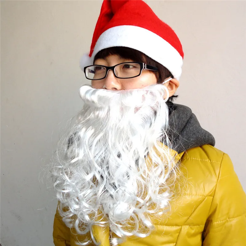 Новинка года Рождество реквизит утолщенной Рождество Санта Клаус белая борода забавные Санта Клаус Косплэй дешевые Рождество декоративной натальной