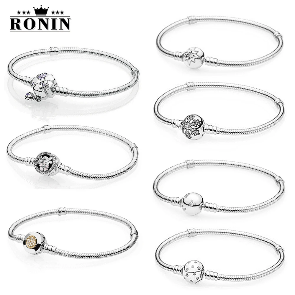 

RONIN 100 % 925 Sterling Silver Original Reprint High Quality 1:1 Multi-Style Floret Beads Bracelet With Logo Free Mail